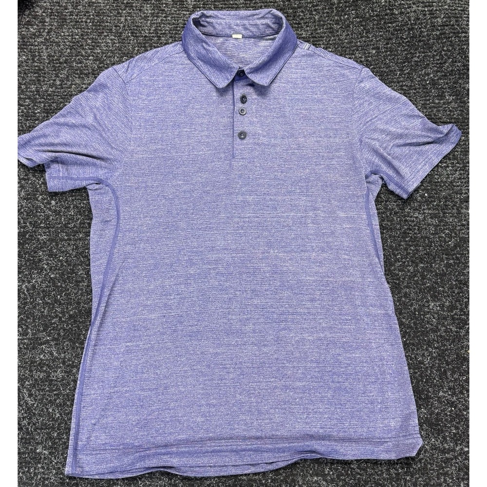 Lululemon Evolution Polo Shirt Mens Medium Purple Heathered Short Sleeve Tech